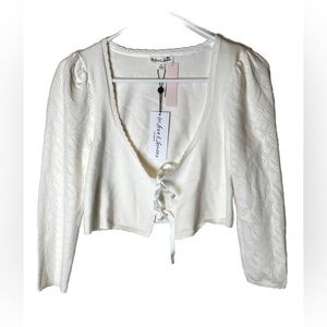 NWT For Love & Lemons x Victoria's Secret Ivory Nina Cardigan Cropped Size S